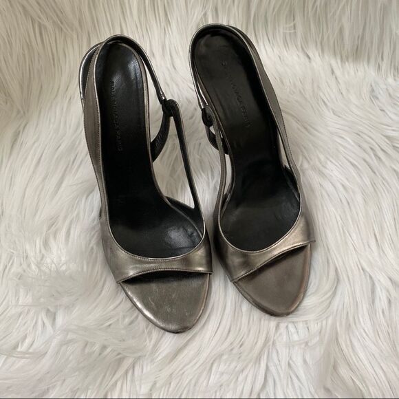 Balenciaga metallic silver slingback sandal 7 1/2